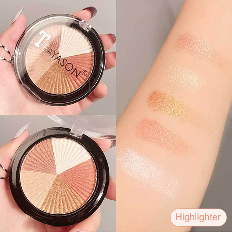 【COD】3 in 1 Eyeshadow / Highlighter / Blusher 5 Warna Shimmer Wajah Highlighter Dan Eyeshadow Palette Profesional Makeup-CH