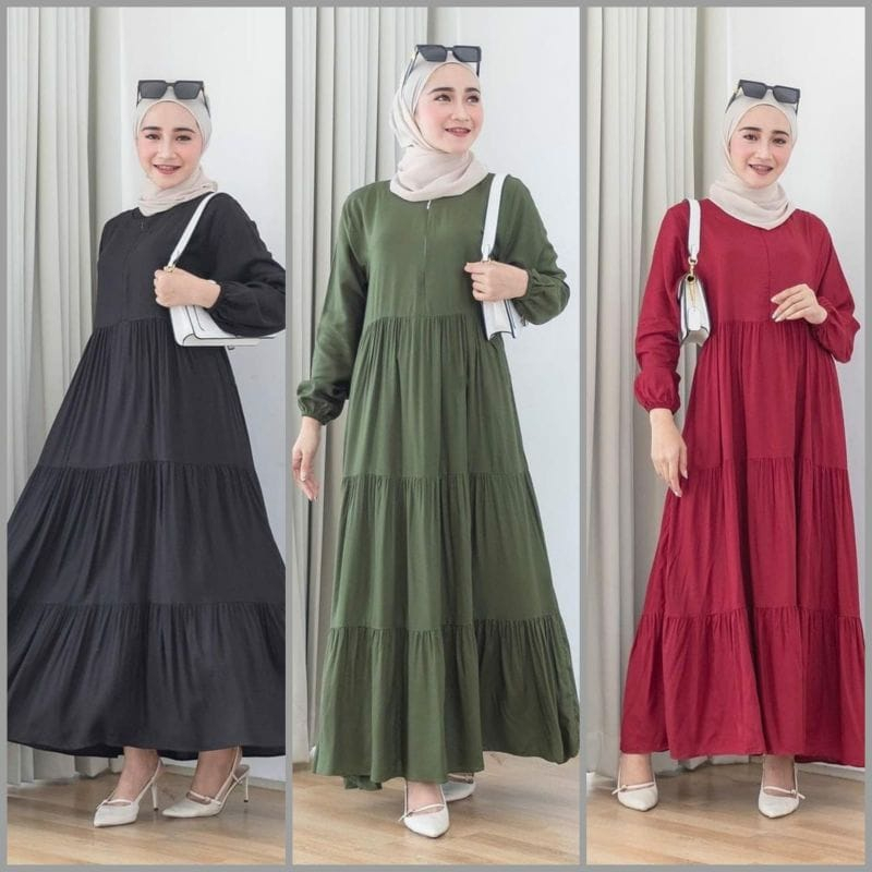 GAMIS WANITA SUSUN 3 POLOS/GAMIS REMPEL SUSUN POLOS/GAMIS REMAJA POLOS/GAMIS WANITA TRENDY