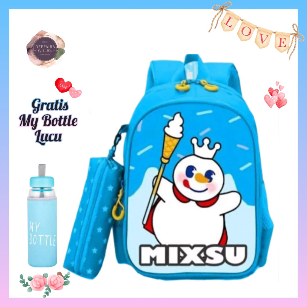 Tas Ransel Anak Perempuan Terlaris Model Sue mixx Gratis Botol Minum Untuk Tk Dan Sd