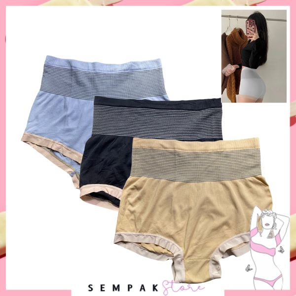 SS Celana Dalam Wanita 6814 Kolor Wanita Elegan Simpel Motif Garis CD Wanita Underwear Import