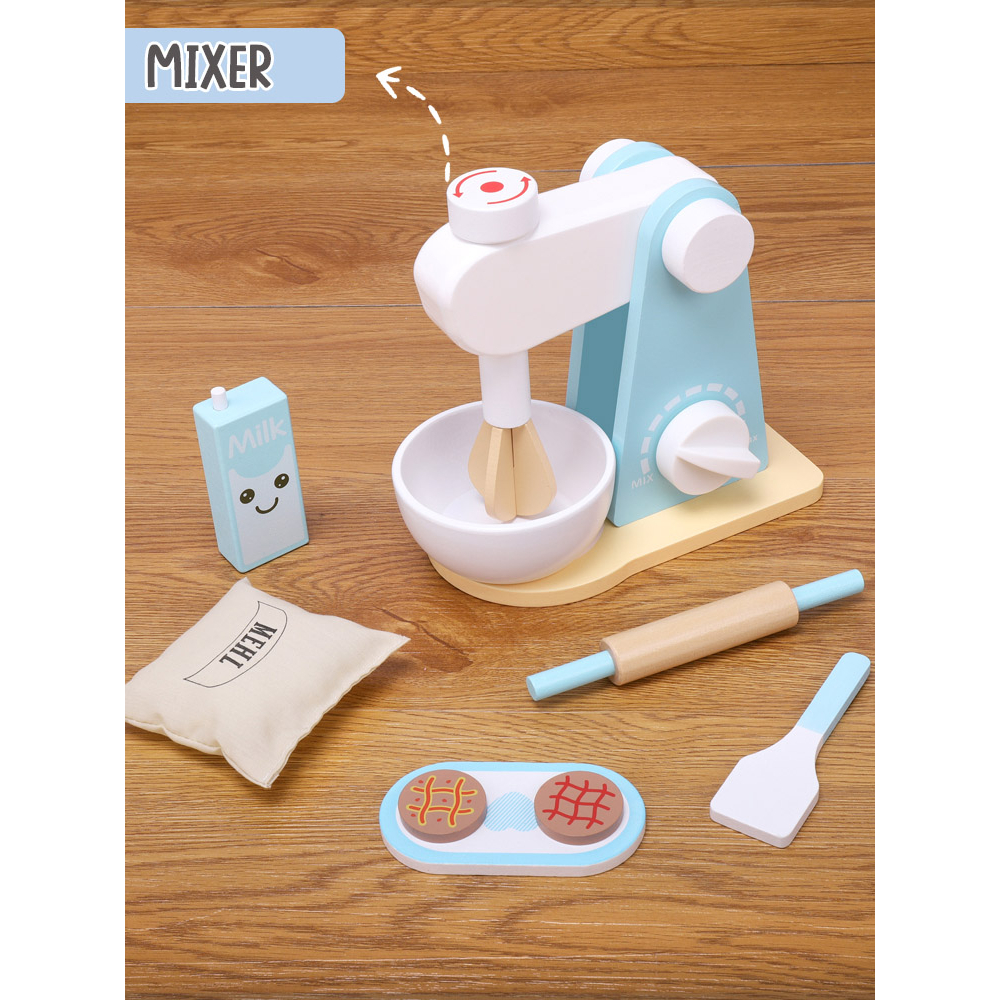 Mainan Anak Wooden Toys Bahan Kayu Juicer Mixer Coffee Bread Maker Masak Dapur