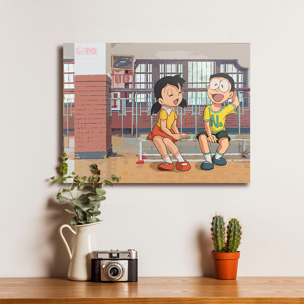 Poster Kartun Doraemon Nobita Shizuka 5 - Dekorasi Hiasan Dinding Kayu