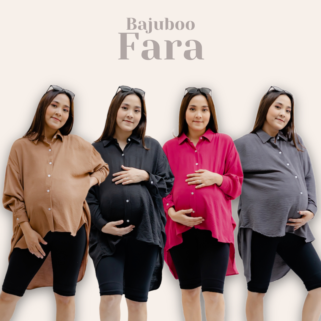 Bajuboo Fara - Kemeja Batwing Oversize Bumil &amp; Busui Friendly Cey Crinkle Premium