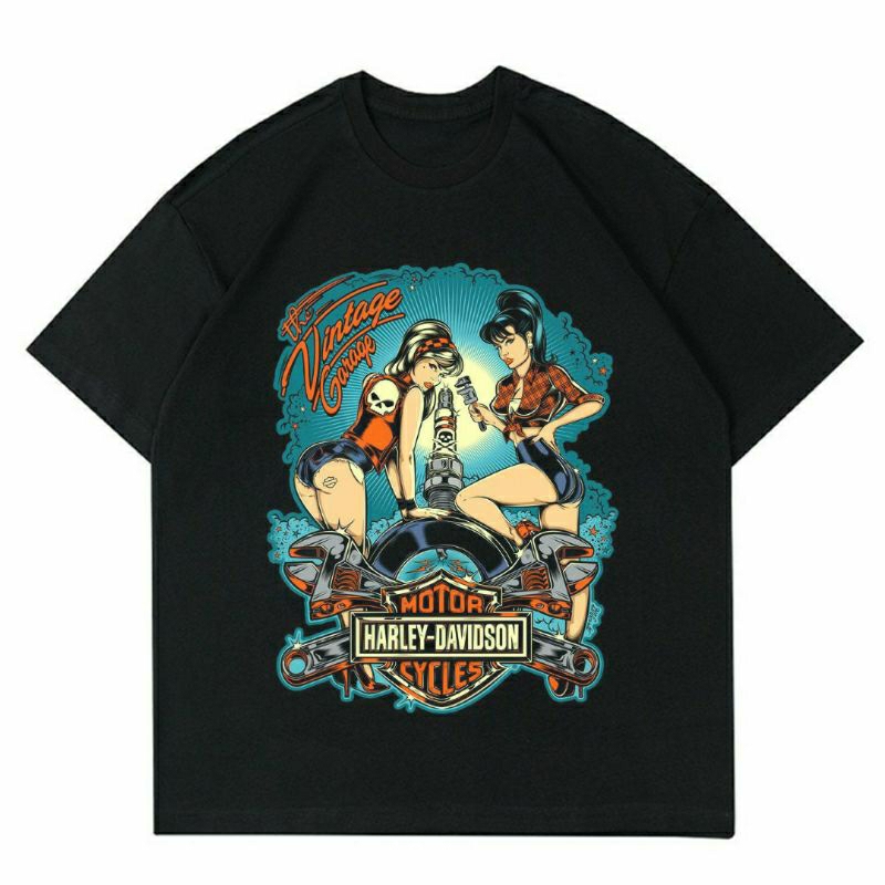 BAJU MOTOR HARLEY DAVIDSON | T-SHIRT KAOS BIKE HARLEY DAVIDSON VINTAGE | KAOS BAJU GARAGE HARLEY DAV