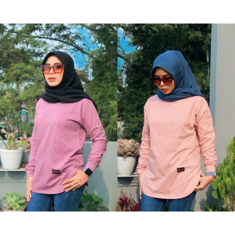 BAJU KAOS WANITA LENGAN PANJANG ORIGINAL REQILA KAOS WANITA IMPORT KAOS OVAL WANITA KEKINIAN TERBARU