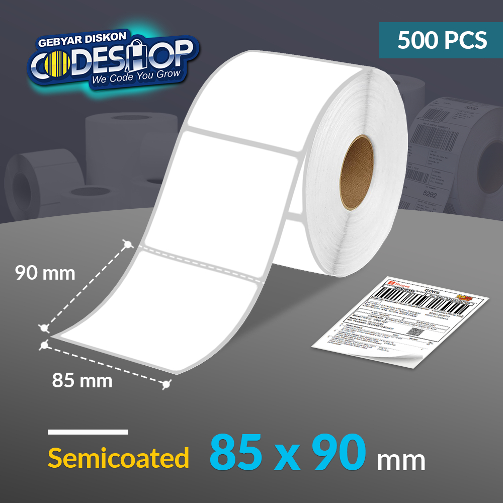 

Codeshop Label Semicoated 85 x 90 mm 1 Line Stiker Printer Barcode Core 1 Inch Isi 500 Pcs