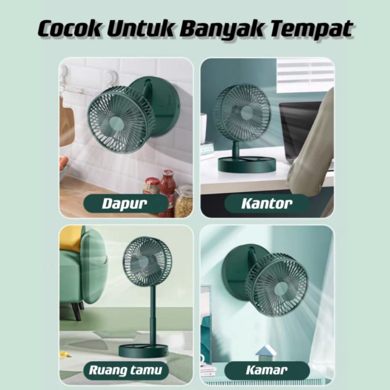 Kipas Angin Meja Lipat Portable Putar Naik Dan Turun 180° Terapkan Ke Kantor / Perpustakaan ⭐Panda99⭐