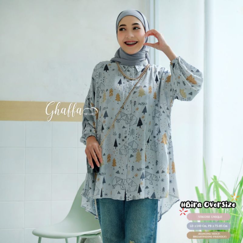 BIRA OVERSIZE BY GHAFFA THE LABEL / OVERSIZE MOTIF RAYON VISCOSE MUSLIMAH / Atasan wanita LD 140