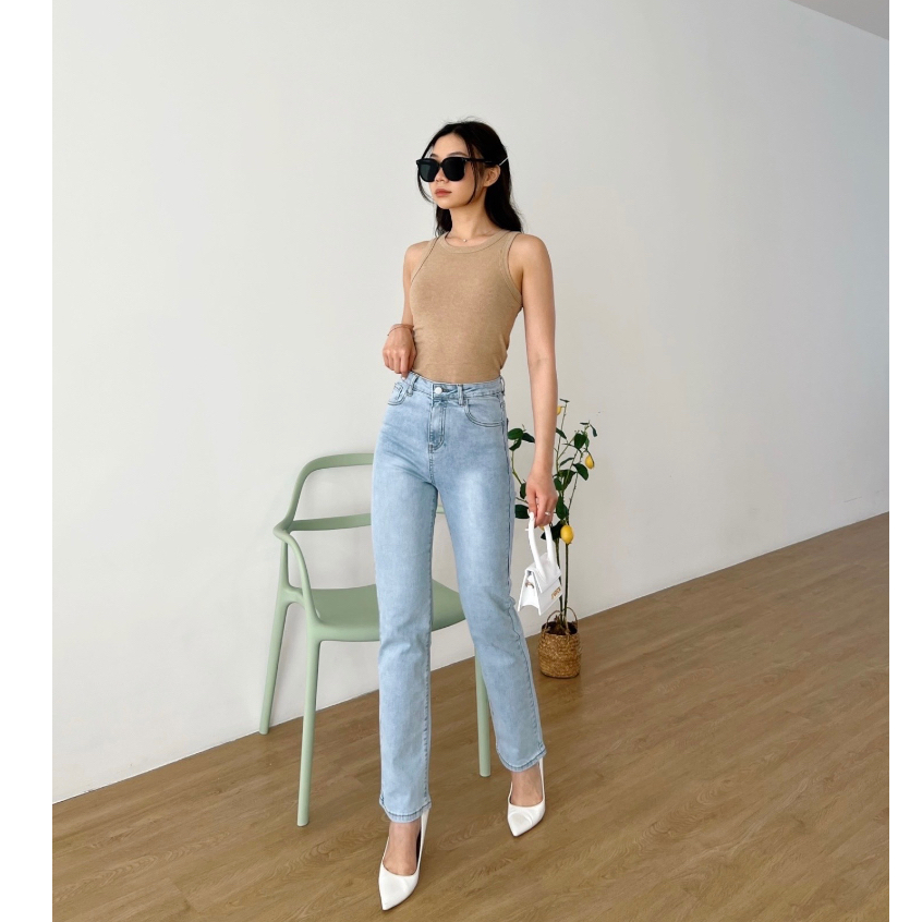 [ Marveile ] Sydney Highwaist Straight Jeans / Korean Jeans Wanita