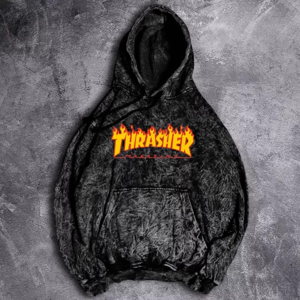 Hoodie Metal Thrasher Jaket Sweater Hoodie Sandwash THRASHER Original Quality Distro Label Logo Oran