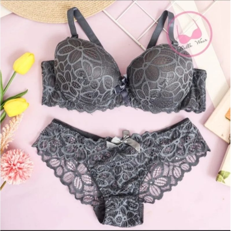 Bra 1set BH+CD Daleman 1set Beha dan Celana dalam sexy Cup B import