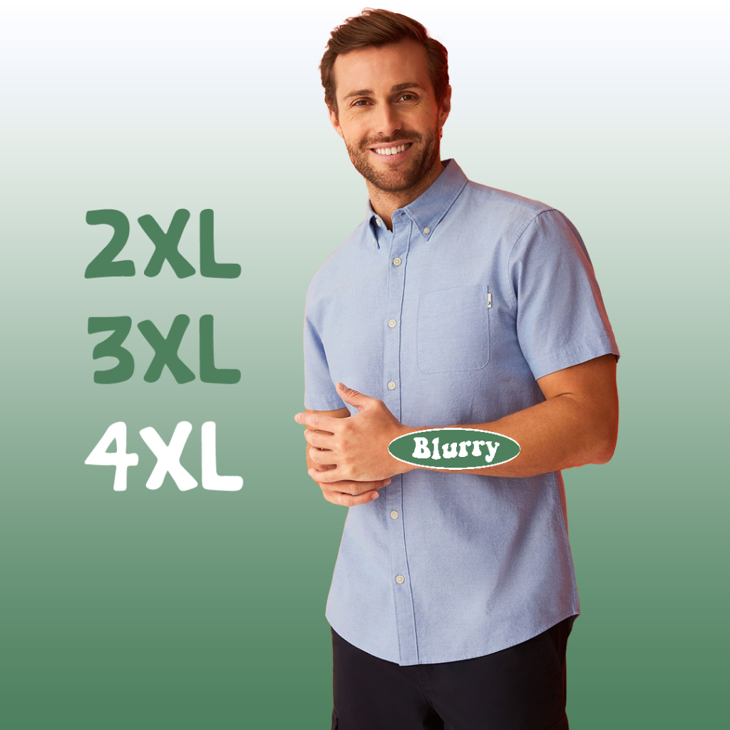 Kemeja Polos XXL XXXL XXXXL Lengan Pendek Oxford Slim Fit Kantor Formal Kerja Premium Quality