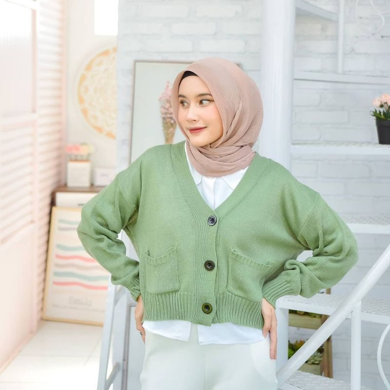 CARDIGAN RAJUT ZARA KNIT/ATASAN RAJUT CROP WANITA