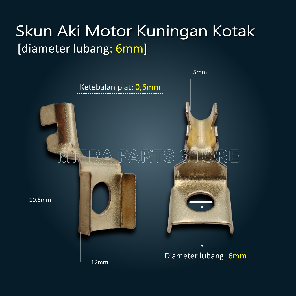 Skun Aki Motor Kuningan KOTAK PENDEK Universal diameter lubang 5mm