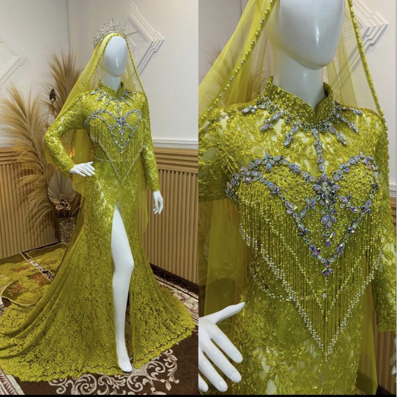 KEBAYA AKAD FULL PAYET BEREKOR  MODERN//KEBAYA MEWAH//GAUN