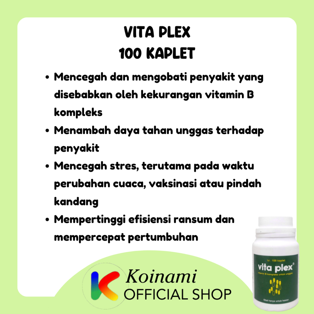 Vita Plex 100 Kaplet / Vitamin B kompleks Unggas / vitamin ayam bebek / Medion