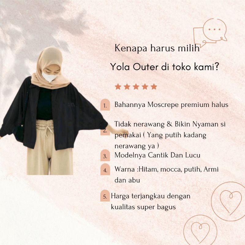 BISA COD YOLA outer batwing / Kardigan Basic Oversize / Atasan Wanita Polos Kekinian