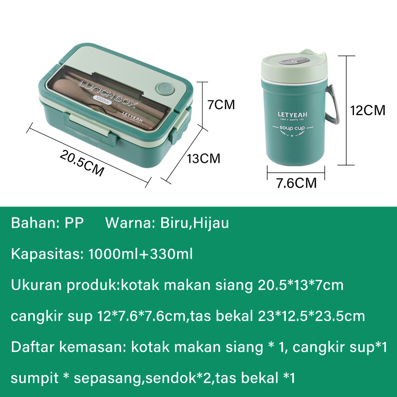 Letyeah &amp; Kaizenliving Tempat Bekal Makan Lucu siswa Dan Kotak Sup / Kotak Makan Microwave Safe Jepang