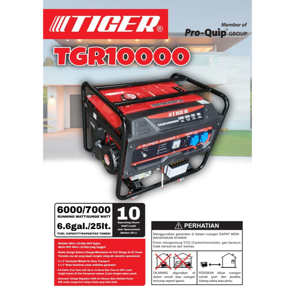 Mesin Genset 7000 Watt TGR10000 TIGER / Power Generator Gasoline Bensin Generator Listrik 7000W TGR 10000 TIGER