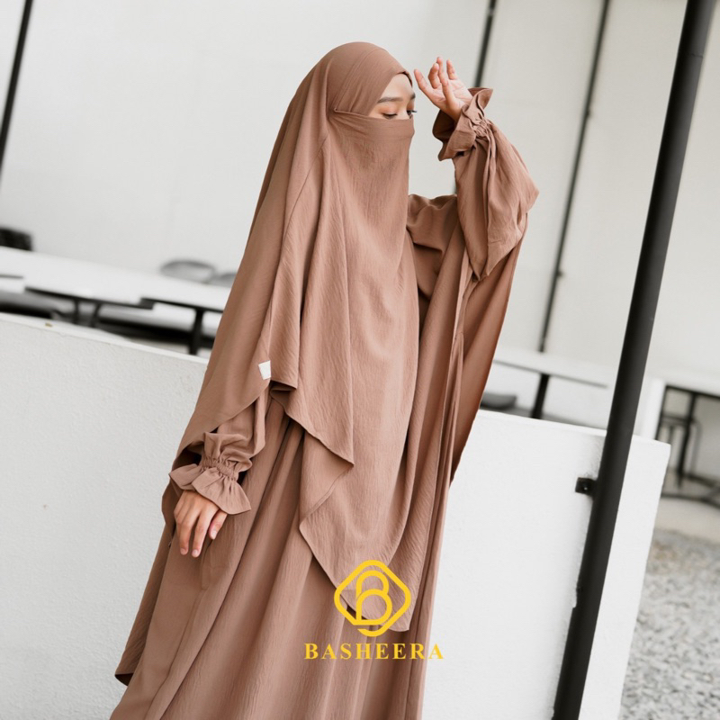 BASHEERA LABEL KHADEEJAH SERIES- French khimar - french khimar crinkle - gamis crinckle