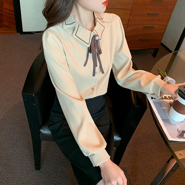 yikoo-Kemeja korea vintage shirt atasan wanita blouse