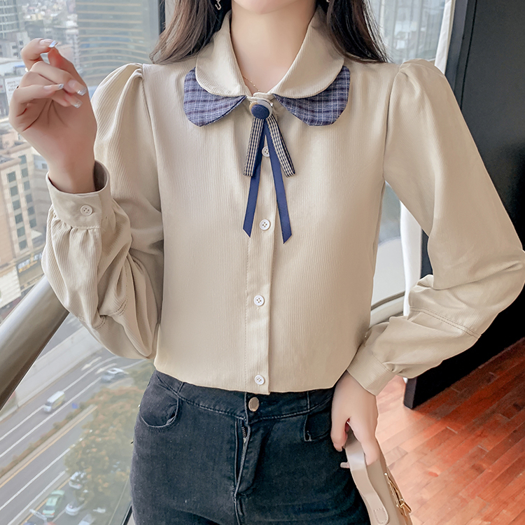 yikoo-Kemeja korea vintage shirt atasan wanita blouse