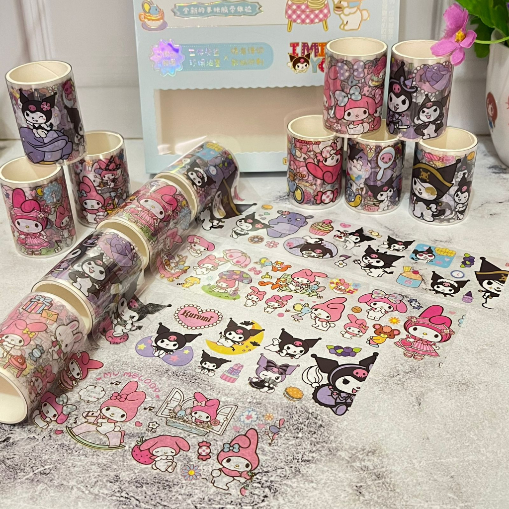 Washi Tape SANRIO CHF 1 BOX isi 12 ROLL Murah Super Lucu Best Quality / Washitape Sanrio Selotip Bergambar Melody Kuromi 1 Boks Premium isi 12 PCS / Stationary Kekinian bisa COD