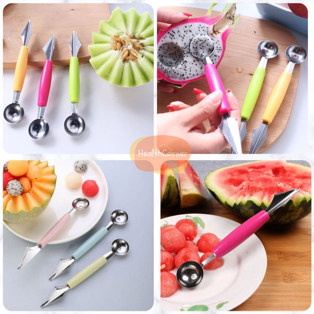 Pisau Ukir Hias Buah Bulat 2 Sisi / Stainless Steel Fruits Carve Knife - Cetakan Buah - Pisau Hias Buah