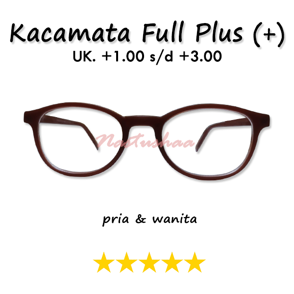 Kacamata Plus (+) Uk. +1.00 s/d +3.00 Bingkai Model Polos Warna Frame Coklat Kacamata Rabun Dekat Untuk Pria Maupun Wanita NOCASE