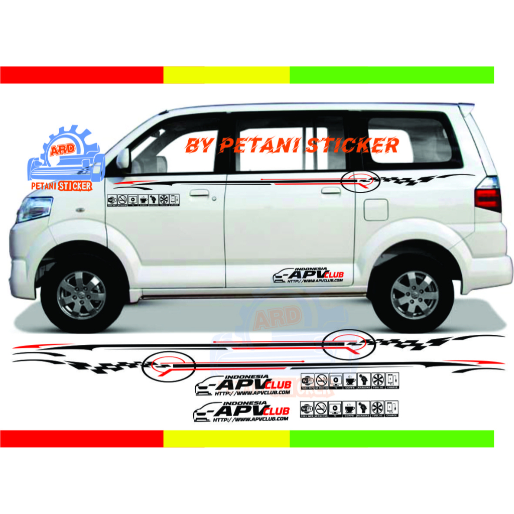stiker sticker mobil suzuki apv body samping mobil grandmax custom texs/tulisan club indonesia cutti