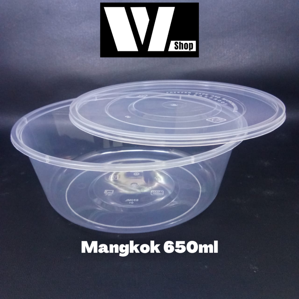 Mangkuk Plastik 650ml Thinwall Klir Mangkok Makan Plastic Tempat Makanan Thin wall 650 ml Kuah Dengan penutup WL Shop