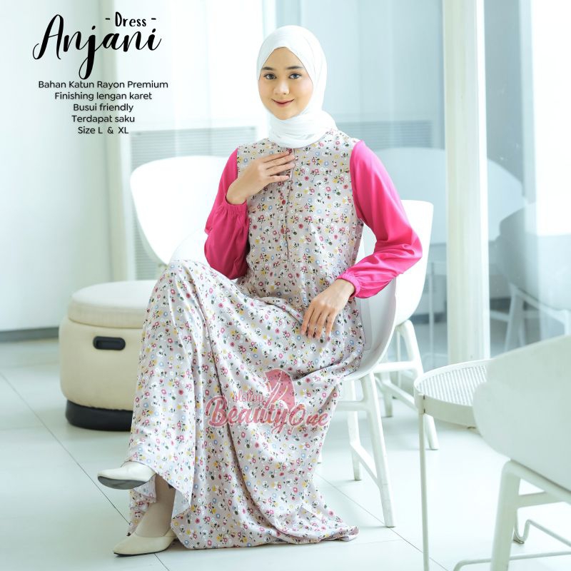 Gamis Dewasa Jumbo Homey Dress Anjani Dress Murah Motif Bahan Katun Rayon Premium Nyaman Dipakai | Bisa Cod