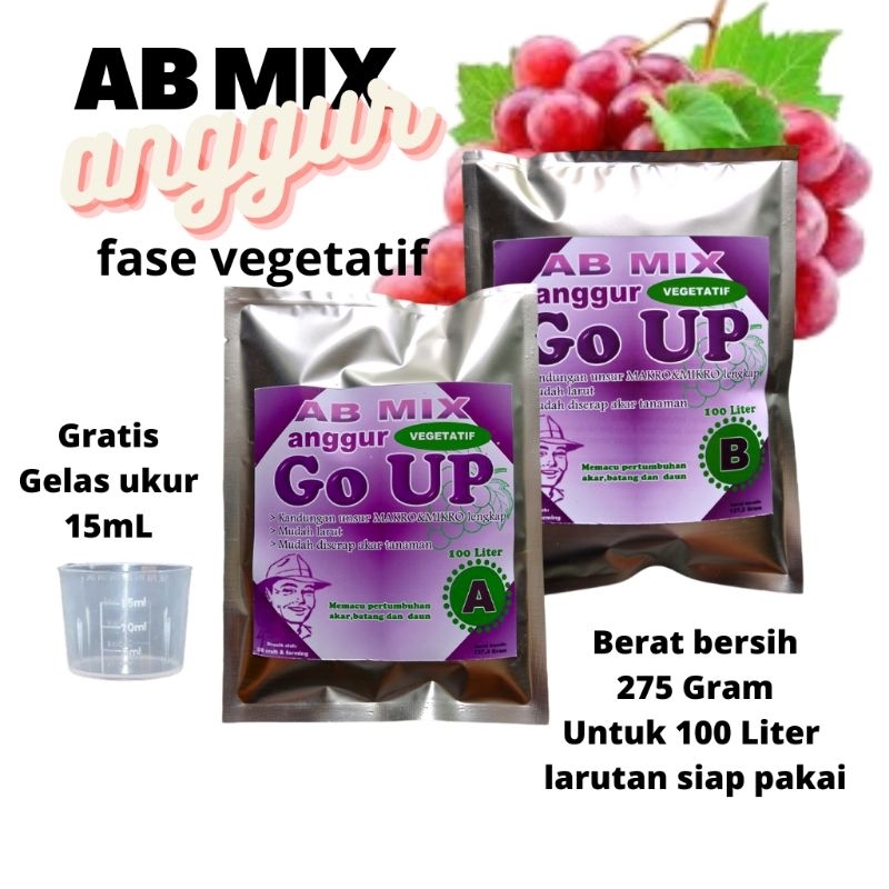 NUTRISI PUPUK  AB MIX ANGGUR FASE VEGETATIF / PERTUMBUHAN ( serbuk 275,5 gr)
