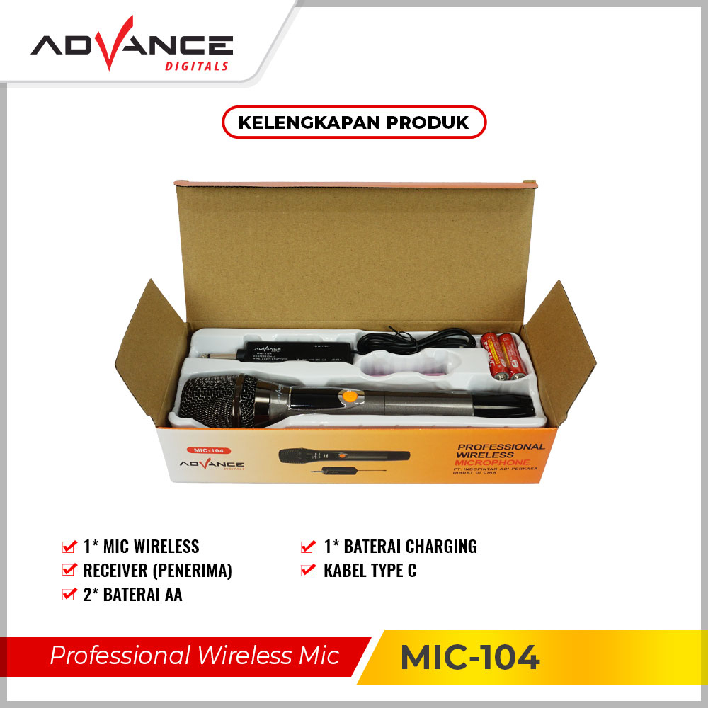 Advance Professional Mic Wireless MIC 104 / Mic tanpa kabel