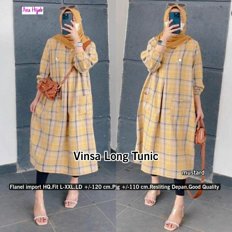 VINSA LONG TUNIK MAT FLANEL PREMIUM LD 120 (JUMBO)