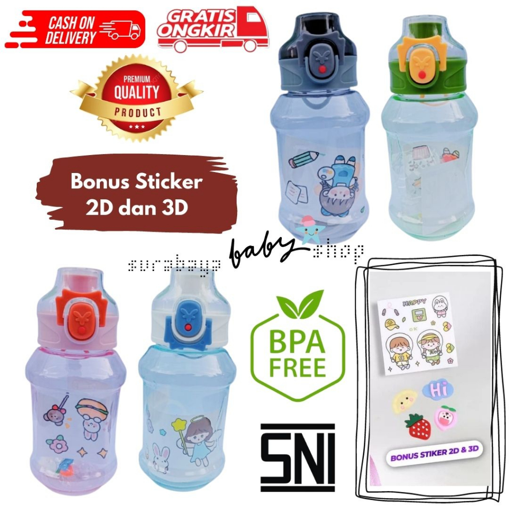 BOTOL MINUM ANAK STANDAR DIY STIKER 2D &amp; 3D BPA FREE TUMBLER ANAK LUCU STANDAR 388200