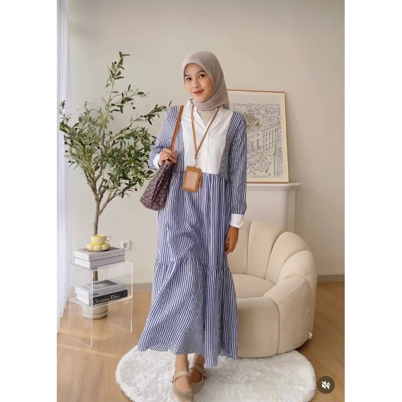 GIA DRESS SERIES BY HAIDEE ORLIN BIG STRIPE LAILA LILAC SQUARE