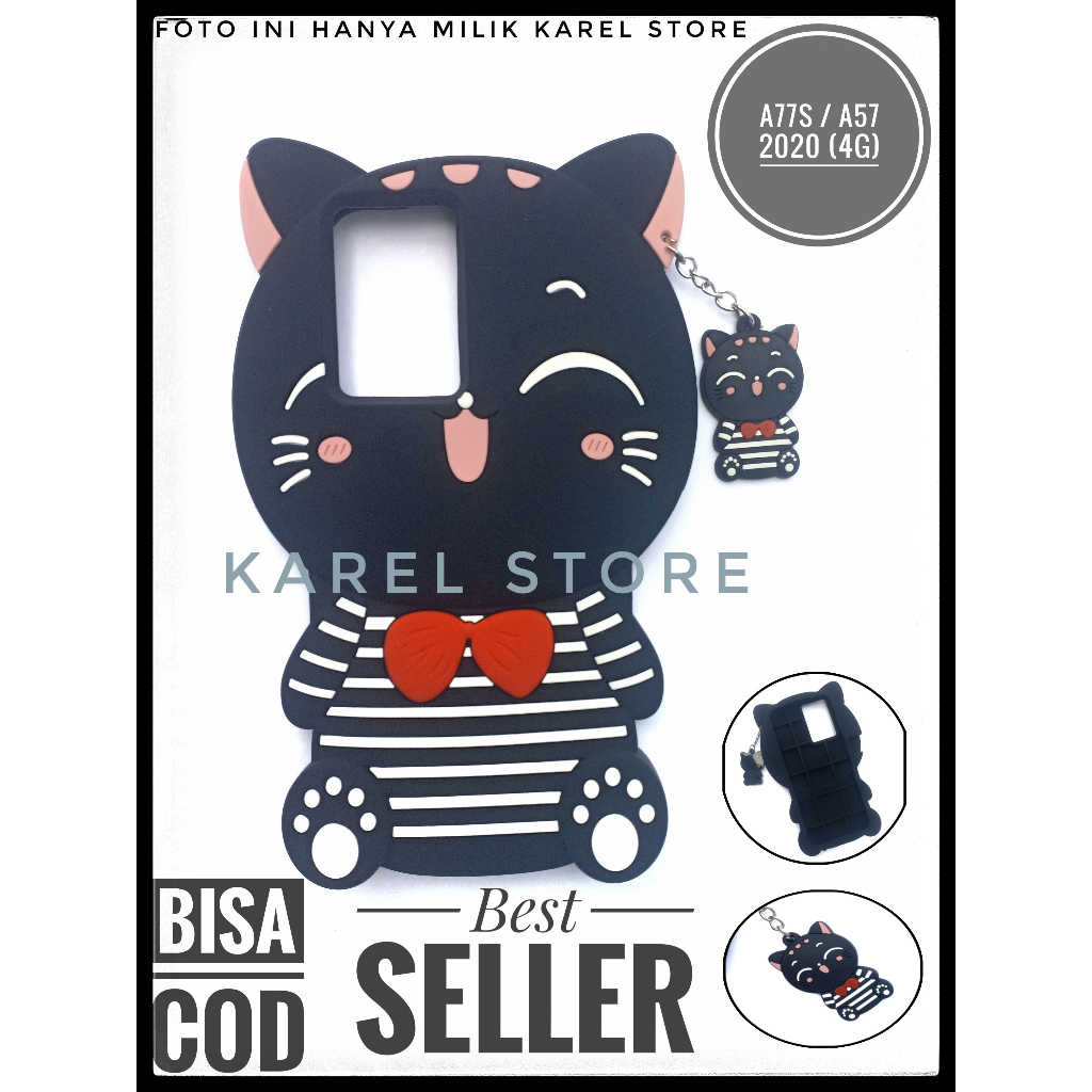 Case 3D Karakter Mimi Cat Oppo A77s A57 2022 (4G) A17 A17K Soft Casing Kucing
