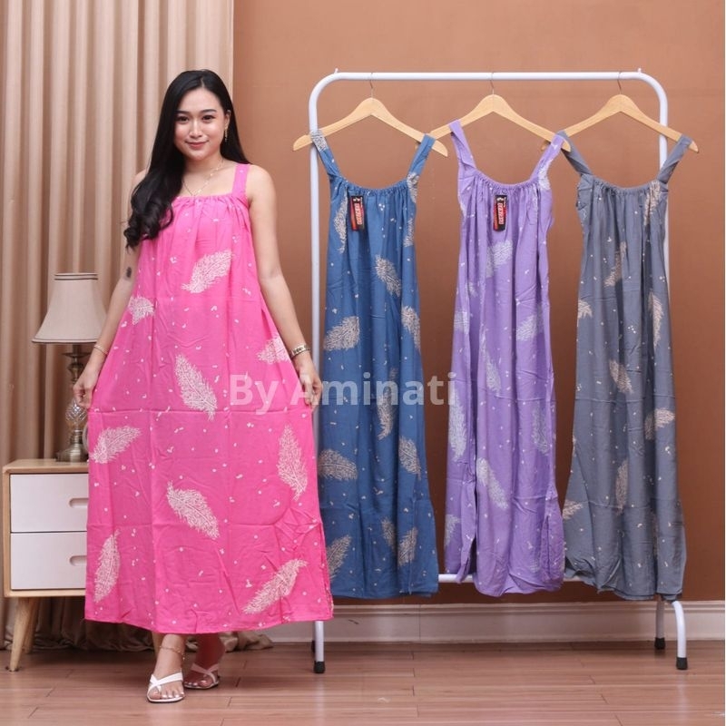 Daster Longdres  Kekinian Busui Jumbo Daster Ibu Muda Big Size Yukensi Tanpa Lengan Tali Satu Ld 135