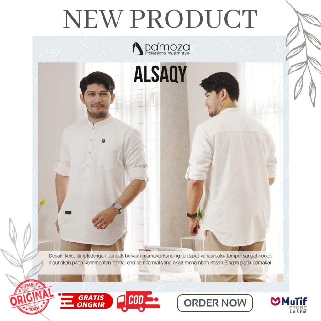 DAMOZA KOKO ALSAQY WHITE BAJU KEMEJA PUTIH RESMI ATAU CASUAL - DAMOZA 100% ORIGINAL COD