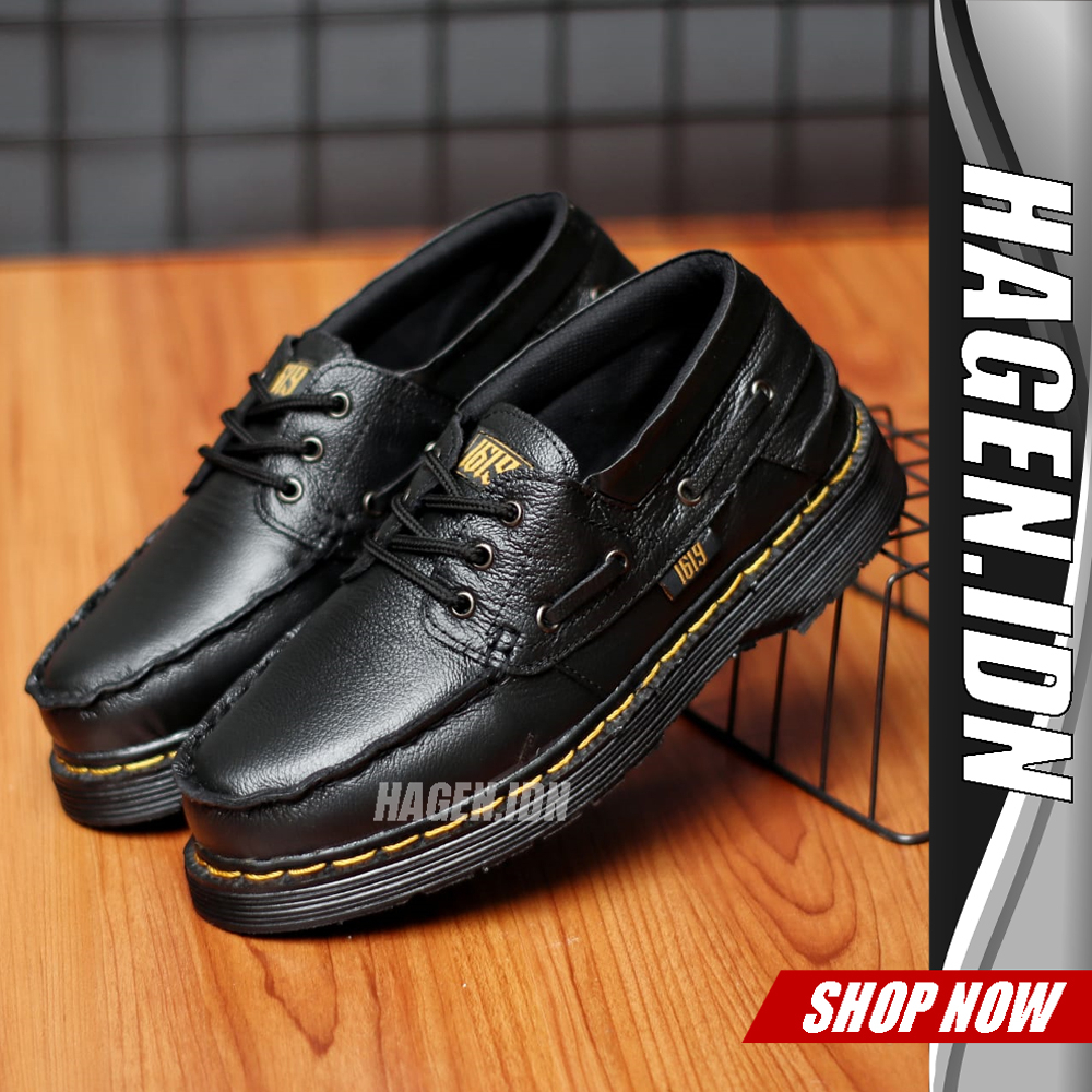 HGN Beta Sepatu Low Boots Kulit Asli Original Docmart Hitam Casual Formal Kerja