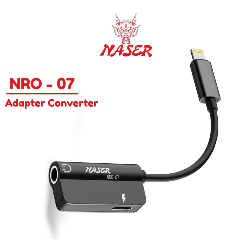 NASER OTG LIGHTNING TO AUX 3.5MM &amp; LIGHTNING NRO-07 / Otg Spliter 2in1 / Adapter Converter Kabel Sambungan Audio