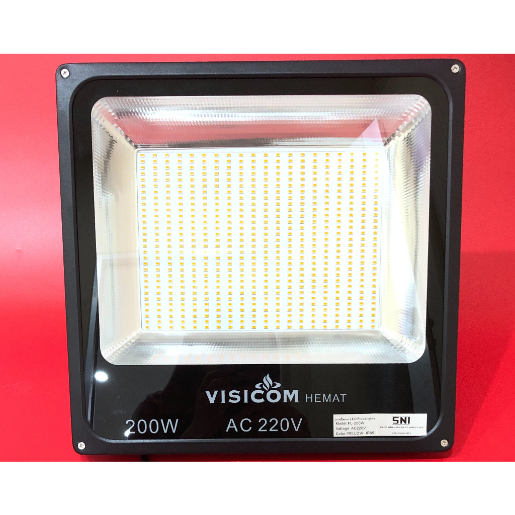 lampu sorot tembak / Lampu LED Flood Light  AC 220V 200 Watt Yellow Hemat Visicom