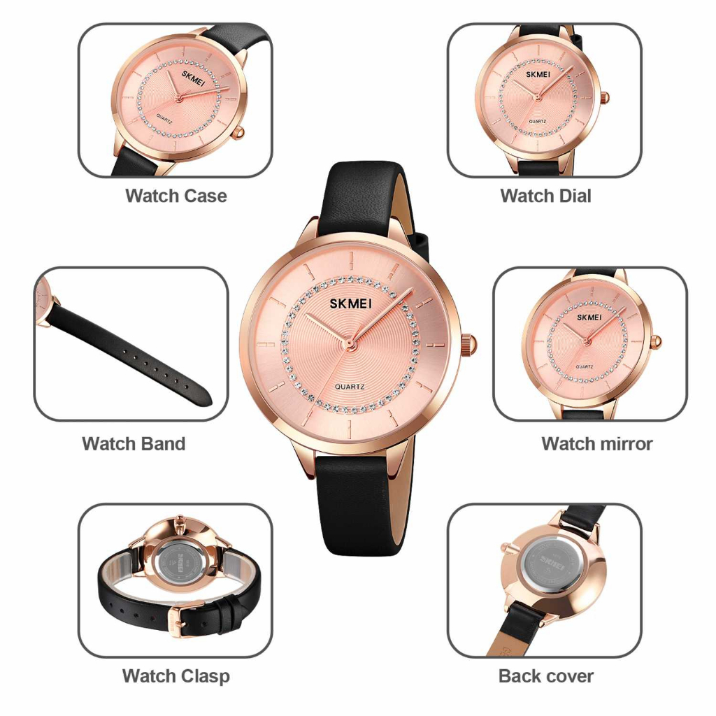 Jam Tangan Analog Wanita Leather Strap Waterproof 30M Jamtangan Desain Mewah Material Anti Air Berkualitas