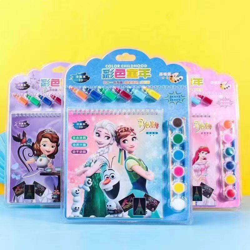 AS Buku Mewarnai Gambar Karakter Anak Dengan Crayon Cat Dan Kuas