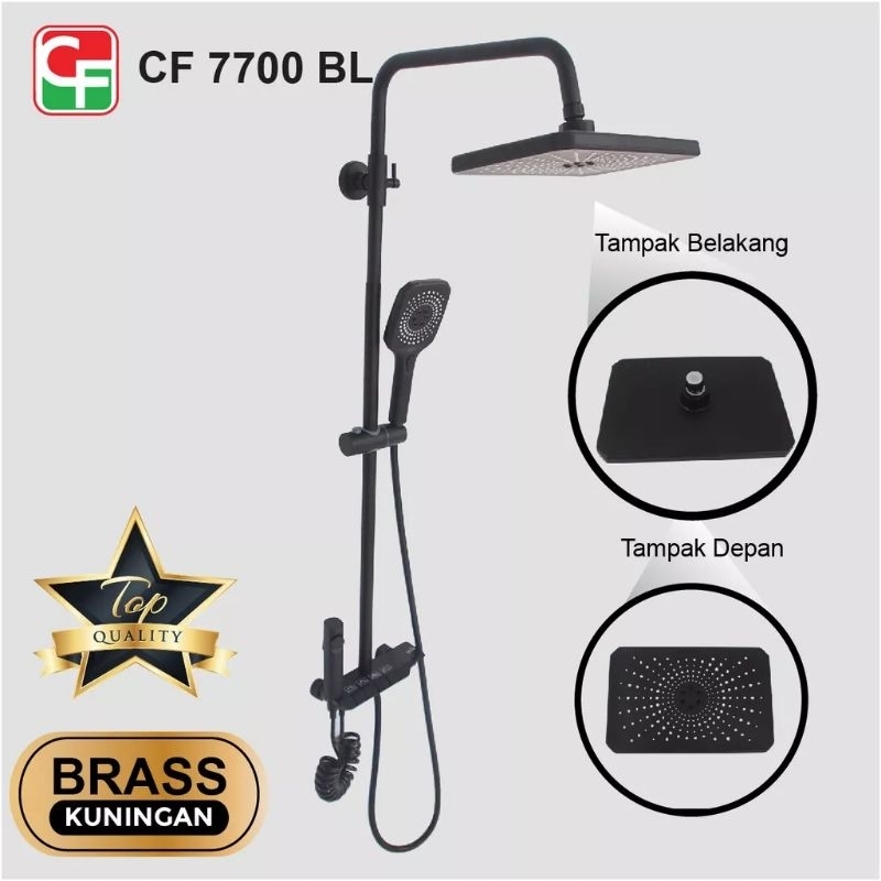 SHOWER TIANG PIANO 4IN1 STAINLESS COULOMN HITAM / PANAS DINGIN BLACK STAINLESS SUS304 CARLO FIOTINI 7700BL