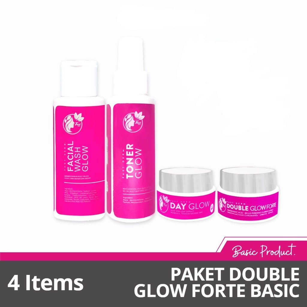 Fast Derm Paket Double Glow Forte Basic - Skincare Fastderm BPOM - Menyamarkan Flek Hitam