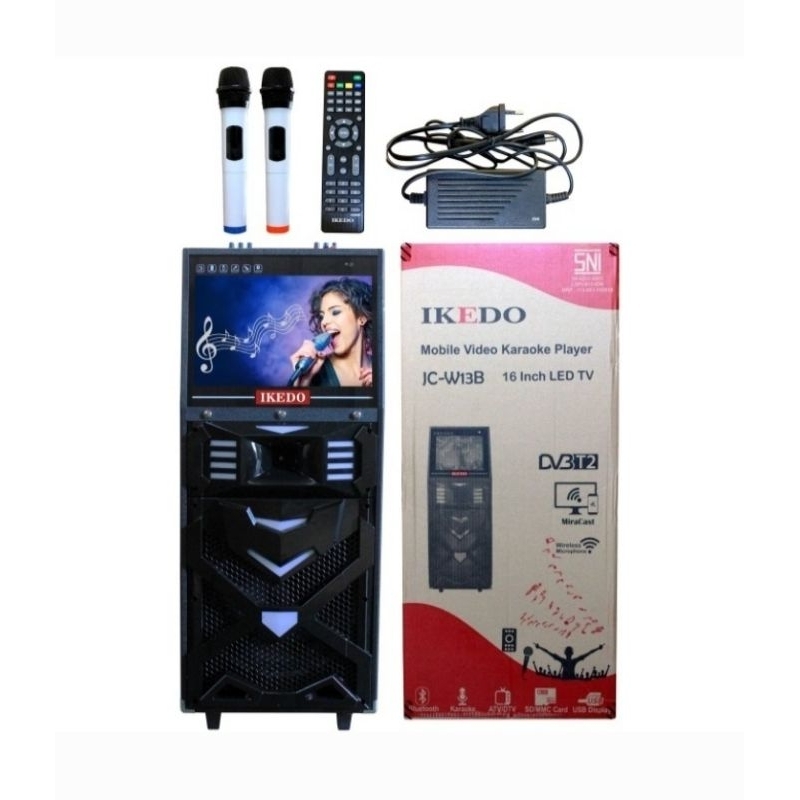 (Khusus Wilayah Kota Palembang) Speaker Karaoke Led Tv Wireless Portable Ikedo Jc W13B Video Player/