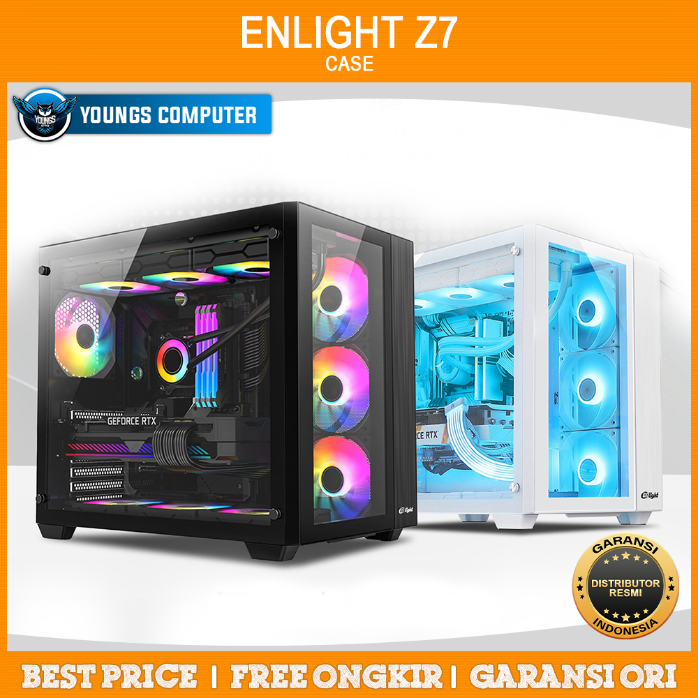 CASING ENLIGHT Z7 WHITE | Midle Tower Case - Tempered Glass