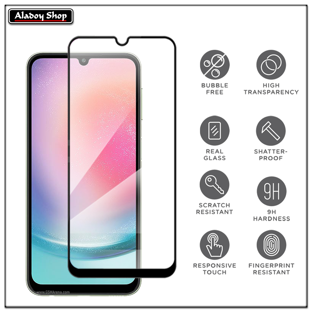 PAKET 3 IN 1 Tempered Glass Layar Samsung A24 4G Free Tempered Glass Camera dan Skin Carbon